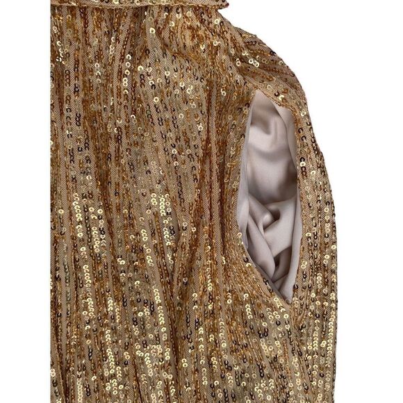 LDT Women's Size 2 Gold Sequin Ivy Goddess Long Gown Dress - Picture 10 of 14